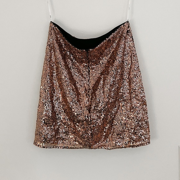 Lulu’s | Mood to Move Bronze Sequin Lace-Up Two-Piece Mini Skirt Matching Set - Picture 10 of 13